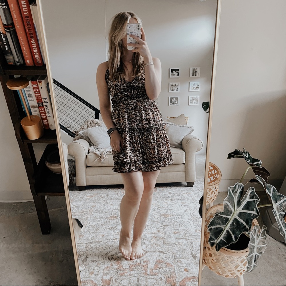 Inspired Hearts Black Floral Strappy Mini Dress